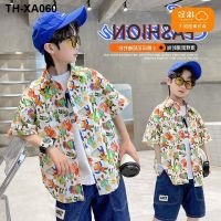 Cotton semir group to the new 2023 boys childrens short sleeve cartoon printing children summer coat