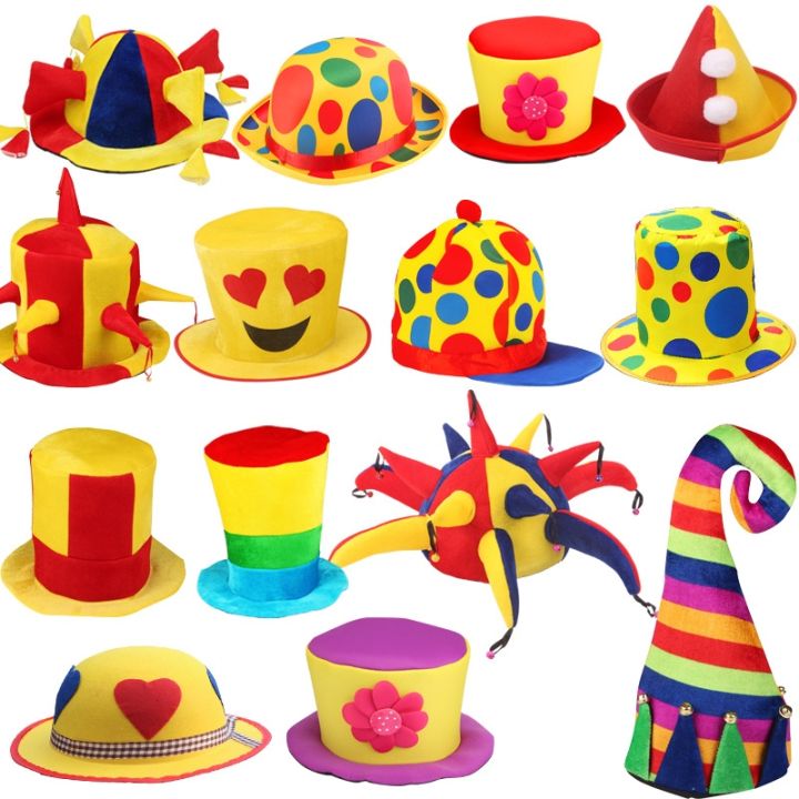 makeup-ball-stage-performance-props-adult-clown-dress-up-clown-hat-high-hat-happy-birthday-party-decor-clown-hat