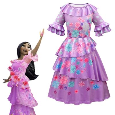 Anime Encanto Isabella Cosplay Purple Costume Girl Dress Children Fancy Dresses wig Carnival Party Kids Cosplay Princess clothes