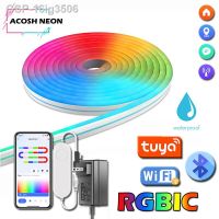 ☈16ig350ไฟเชือก RGB 6ดวง Com Silicone Neon Fita LED Faixa Mudando A Cor TO Decoração De Casa Sala E-Sports Tuya 10เมตร