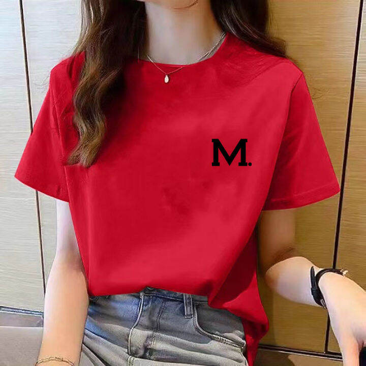 เสื้อยืดผู้หญิงแขนสั้นพิมพ์ลายใหม่-เสื้อแฟชั่นลำลองเรียบง่ายฤดูร้อน