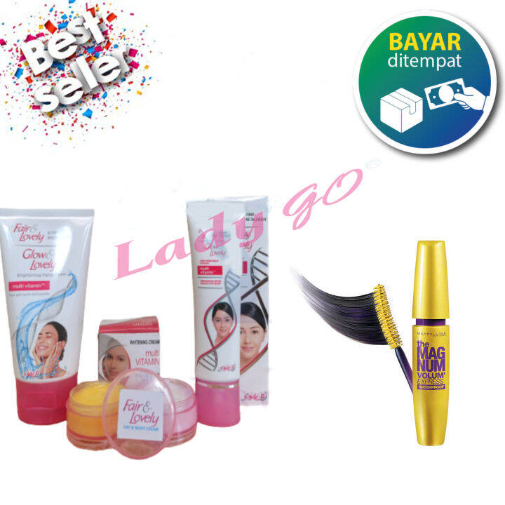 Paket 4 in 1 Fair & Lovely Cream Siang Malam,Pelembab Dan Facial Foam