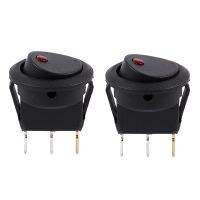 2X 12V LED Inverter Rocking Rocker Switch ROUND SPST ON-OFF for BOAT Car Red