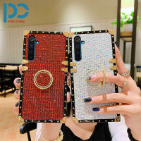 เคสโทรศัพท์ประกายเพชรสุดหรูสี่เหลี่ยมสำหรับ OPPO Realme 7i 9i 7 6 6S 6i 5 5i 5S Narzo Narzo 20a ขายึดเคสที่มีห่วงเคสโทรศัพท์ซองนุ่มกันกระแทกฝาหลังมือถือ