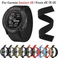 Tali nilon kait Loop untuk Garmin Fenix 6 6X Pro 5 5X Plus 7 7X S62 S60/insting 2X pita surya 26mm 22mm gelang gelang