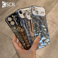 CSCR 3D เลเซอร์ผิวด้านสุดหรูเคสโทรศัพท์หยักแวววาวสำหรับ iPhone 15 14 13 12 Pro Max 11 15Plus ลายคลื่นเคสหุ้มกันกระแทกป้องกันกล้อง