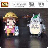 LOZ Anime My Neighbor Totoro Cat School Girl Animal Pet Doll Umbrella Bag 3D Mini Blocks Bricks Building Toy for Children no Box