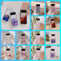 เคสโทรศัพท์มือถือ TPU ใส กันกระแทก ลายภูเขาหิมะ ภูเขา และเมฆ สีส้ม สําหรับ samsung z flip4 z flip 3 1 z flip 4 z flip 3