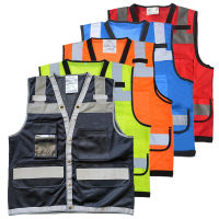 Mesh Safety Vest for Men Zipper Front Reflective Vest Work Vest with Pockets Construction Vest Workwear Yellow Work Wear