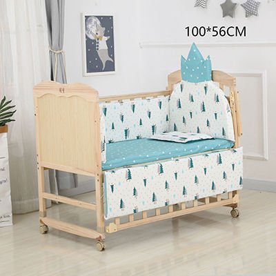 5Pcs 110*56CM Newborn Baby Bedding Set For Girl Boy Crib Bumper Protector Crown Design Baby Bed Bumper Bed Sheet Pillowcase