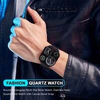 Men Dual Time Zone Quartz Wrist Watch with Compass