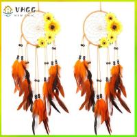 VHGG 2 pcs Sunflower Home Decoration Dream Catcher Feather Orange Home Wall Decoration Fashion Feather Wind Chime Pendant Room