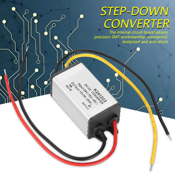 dc-dc-converter-24v-to-12v-ประสิทธิภาพสูงขั้นตอนลง-power-supply-3a-กันน้ำรถโวลต์-step-down-converter