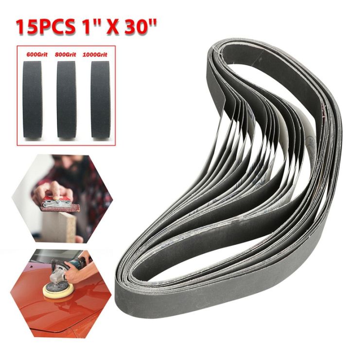 15pcs-1-inch-x-30-inch-600-800-1000-grit-sanding-belts-grinding-polishing-aluminum-oxide
