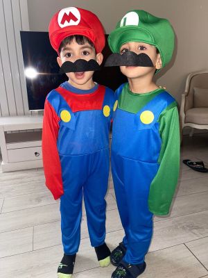 Carnival Brothers Luigi Bros Plumber Cosplay Super Costumes Fancy Dress Up Party Costume Cute Kids Adult Costume