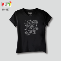 KUNI#K74 เสื้อยืดคริสมาส แต่งเพชร Christmas Snowflake Reindeer T-shirt by Kunibrand #K1497