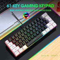 RGB Backlit Keypad 61 Keys Ultra-Compact Mini Keyboard Gaming Feel Keyboard V700WB Wired Gaming Keyboards