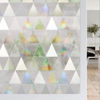 Privacy Window Film Rainbow Window Cling Decorative Window Vinyl Stained Glass Window Covering Non-Adhesive Film Sun UV Blocking