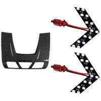 dvfggv 1 PCS Carbon Fiber Front Reading Light Panel Cover 2PCS Car Rearview Mirror Turn Signal LED Lights