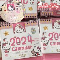 ◇▽ﺴ Anime Sanrio Hello Kitty 2024 Desk Calendar Cute Cartoon Office School Supplies Calendar Monthly Planner Desk Accessories Gifts