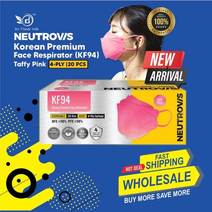 (NEW) KF94 Taffy Pink Neutrovis Korean Premium Face Respirator 4PLY