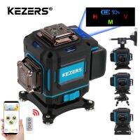 KEZERS Digital Display Laser Level Green 12 Lines 3D Self-leveling nivel láser Remote/APP Control 1pc 4000mAh Li-ion Battery