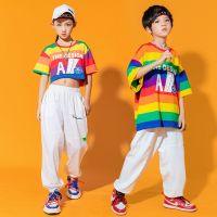 [COD] Childrens Cheerleading Costumes Jazz Boys Hip Hop Street Color Striped Suits