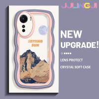 Jjlingji เคสสำหรับ Vivo Y16 Y35 5G Y56 5G เคสแฟชั่นลายตะวันตกดินขอบคลื่นนุ่มเคสมือถือกันกระแทกแบบใสที่สร้างสรรค์เคสโปร่งใสลายกล้องถ่ายรูปซิลิกาเจลป้องกัน