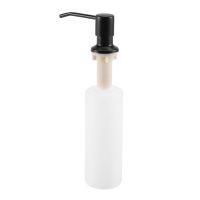 300Ml Kitchen Sink Hand Soap Dispenser Plastic Bottle, Liquid Under Brushed Nickel Head,for Bathroom and Kitchen-Black