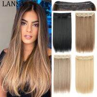 Lansa Synthetic No Clip Invisible Wire Hair Extensions Straight Natural Black Blonde One Piece False Hairpiece Hair Extension Wig  Hair Extensions  Pa