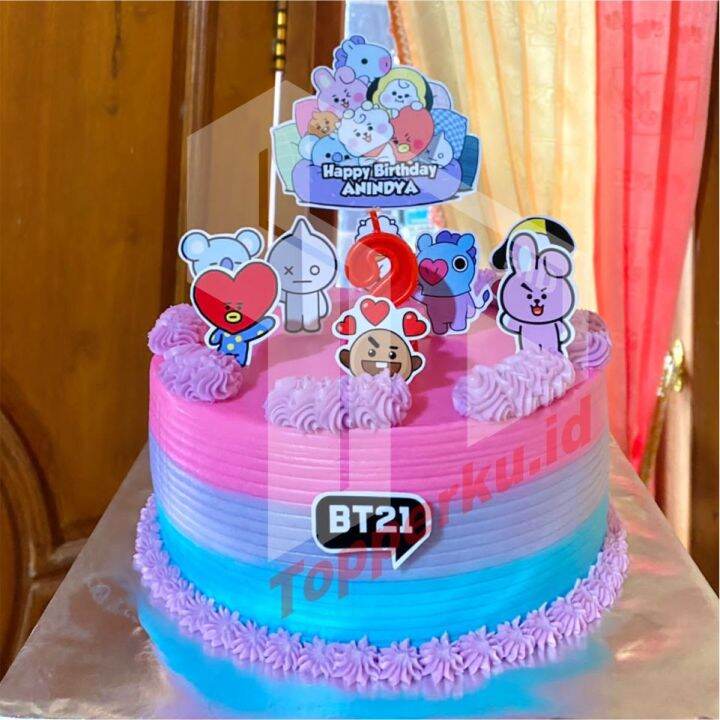 Hiasan Kue Ultah Karakter Murah/Topper Kue Ulang Tahun Karakter BT21