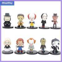 MUMU 10pcs ภาพยนตร์สยองขวัญอเมริกัน ตุ๊กตาตัวตลกนางแบบ เจสันตัวตลก ของตกแต่งตุ๊กตา โมเดลของเล่นจำลอง ของใหม่ ผีเฟรดดี้ โมเดลทำมือ สำหรับผู้ใหญ่