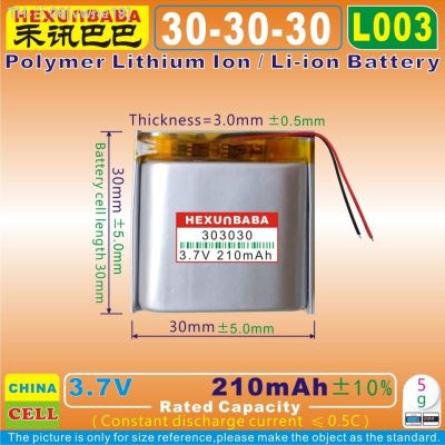 10pcs [L003] 3.7V 210mAh [303030] Polymer Lithium Ion / Li-Ion Battery for TWSSmart WatchMp3;Mp4SPEAKER [ Hot sell ] vwne19
