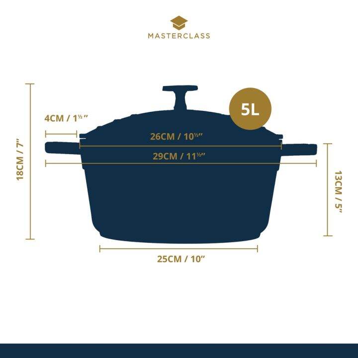 masterclass-double-layer-non-stick-lightweight-cast-aluminium-casserole-dish-cooking-pot-with-lid-works-with-all-hobs-and-oven-safe-black-หม้ออบพร้อมฝา