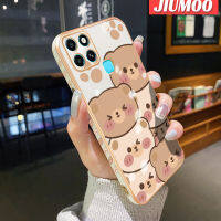 JIUMOO เคสสำหรับ Infinix Smart 6 HD Smart 6 Plus Smart 7เคสการ์ตูนหมีน่ารักใบหน้าขอบสี่เหลี่ยมดีไซน์ใหม่เคสมือถือบางๆเคสฝาปิดเลนส์กล้องปกป้องเคสนิ่มกันกระแทก