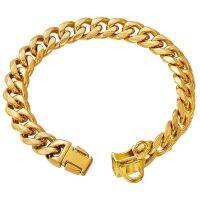 【DT】hot！ Chain Dog Collar 15mm Gold Necklace French Bulldog Big Cuban Suppliers