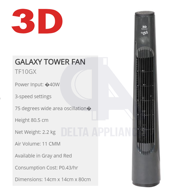 3D Galaxy Tower Fan (Grey & Maroon) Lazada PH
