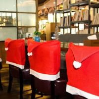 4/6pcs Hat Christmas Chair Cover Decoration Seat Covers Christmas Red Hat Chair Slipcovers Home Xmas Decor 2023 New Year Party S