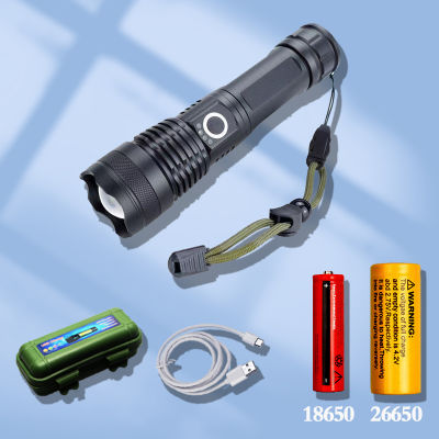 Most Powerful Led Flashlight Xhp50 Usb Zoomable 3 Modes Torch 18650 26650 Rechargeable Battery Flashlight Camping Outdoor