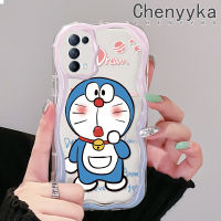 เคส Chenyyyka สำหรับ OPPO Reno 5 5G Reno 5K 5G ค้นหา X3 Lite เคสลายการ์ตูนโดราเอมอนที่น่ารักเคสโทรศัพท์โปร่งใสเนื้อครีมใหม่เคสนิ่มซิลิโคนกันกระแทกป้องกันเลนส์กล้องเคสใส