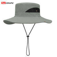 หมวกแก๊ปการป้องกัน UV ในช่วงฤดูร้อน Topi Memancing ปีกกว้างหมวกกันแดดแสงแดดสีแดงสดใสสำหรับตกปลาเดินป่าทำสวนชายหาด