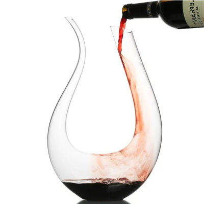 1500ml U Shape Wine Decanter Clear Leadfree Crystal Glass Hand Blown Red Wine Carafe Whiskey Decanter Home Wedding Bar Accessory