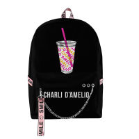 20212021 student schoolbags Charli Damelio-Candy Color Backpack for Boys Girls Amelio Charli 3D Backpack Kpop Keychain Accessories