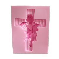 Angel On The Cross Eco-friendly Fondant Polymer Clay Silicone Mold DIY Cake Decoration Tools Fondant Soap Mould H237 Bread  Cake Cookie Accessories