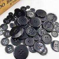 50pcs 11/15/18/20/25/30mm Black Color Overcoat Plastic Button 4 holes Craft Sewing PT251 Haberdashery