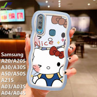 เคสโทรศัพท์ขอบคลื่นน่ารักสำหรับ Samsung Galaxy A20S / A30S / A50S / A20 / A30 / A50 / A21S / A03S / A04S / A03 / A04 ลายการ์ตูน Hello Kitty