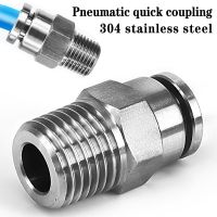 304 stainless steel metal pneumatic quick connector taper thread PT M5 1/8" 1/4" 3/8" 1/2" trachea hose connector PC 4 6 8 10 12 Pipe Fittings Accesso