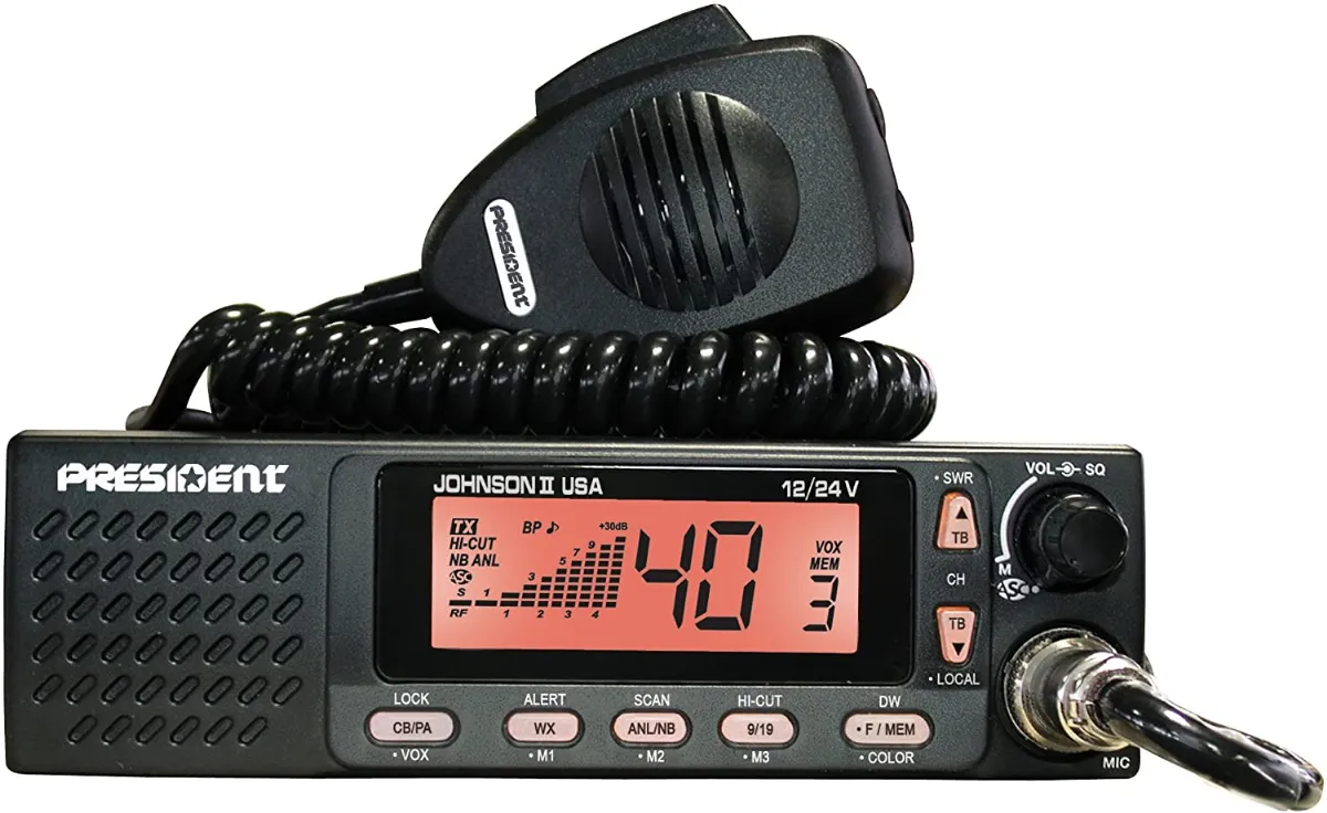 President Electronics Johnson II USA AM Transceiver CB Radio, 40 Channels  AM, 12/24V, Up/Down Channel Selector, Volume Adjustment and ON/OFF, Manual  Squelch and ASC, Multi-functions LCD Display | Lazada PH