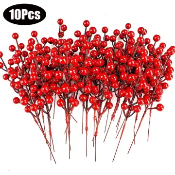 1Pcs Artificial White Berries Stems Christmas Berry Branches For