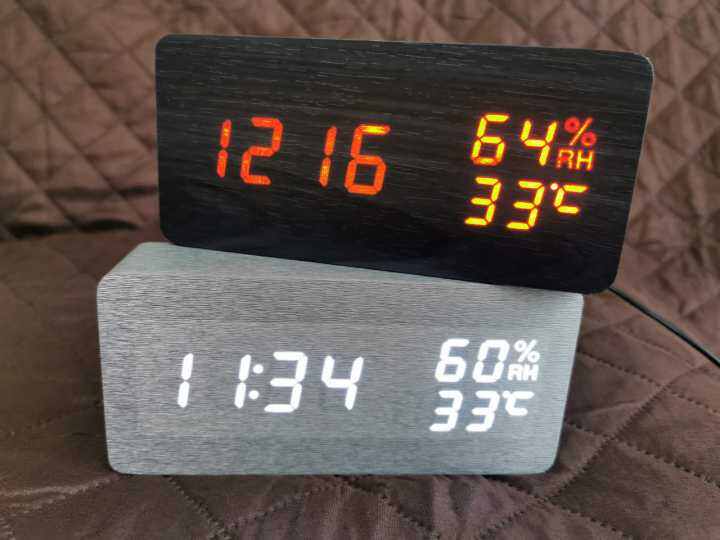 Jam Digital Kayu Wooden Digital Clock with Alarm and Temperature